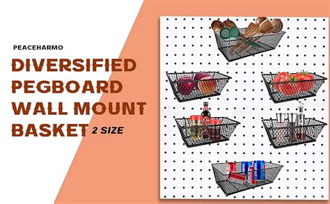 Pegboard Baskets Bins Set 6 Pack 2 Size Metal Pegboard