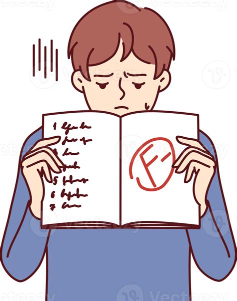 Boy shows school notebook with bad mark from teacher and looks down