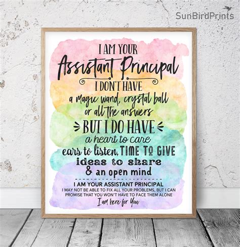 I Am Your Assistant Principal Printable Wall Art Rainbow Office Decor