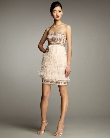 Sue Wong Ostrich Feather Dress Feather Cocktail Dress Cocktail