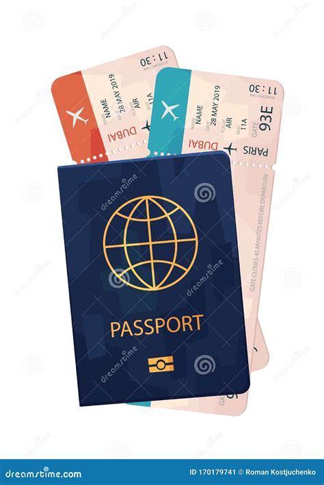 Passport With Tickets Travel Isolated On White Background Stock Vector Illustration Of