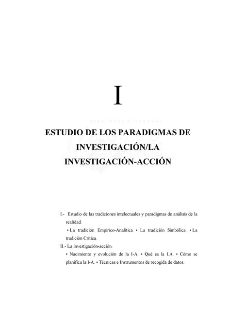 Estudio De Los Paradigmas I Estudio De Los Paradigmas De Investigaci