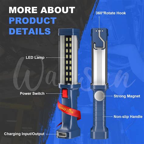 Warsun Luz De Trabajo Led Recargable Luz Port Til Para Problemas