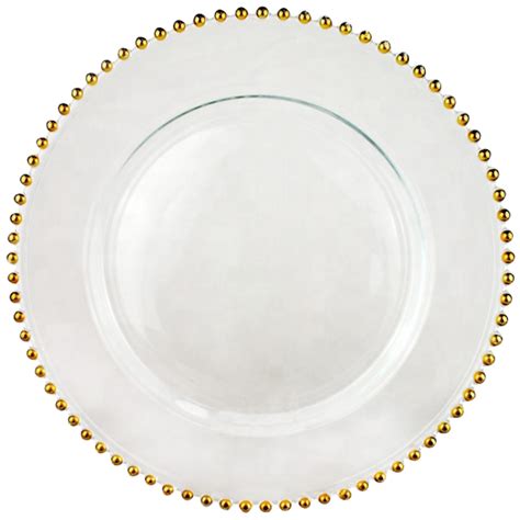 Glass Charger Plate Gold Beaded Social Event Hire