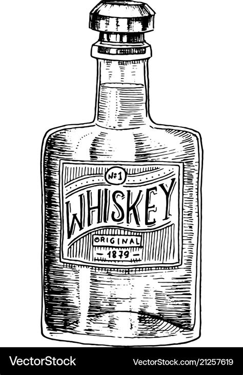 Vintage whiskey bottle with label american badge Vector Image