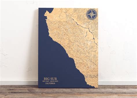 Big Sur, California Map Coast Chart – Benoit's Design Co.