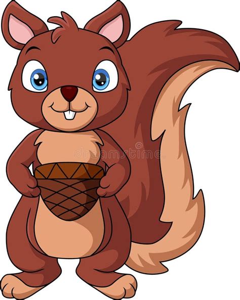 Funny Cartoon Squirrel Holding Nut Stock Illustrations 356 Funny