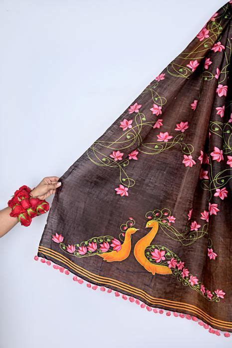 Label Pratham Print Pichwai Dupattas Tussar Silk Linen Dupatta