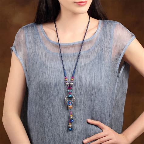 Long Necklace Bohemian Tribal Fashion Jewelry Women Gift Folk Custom