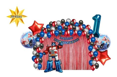 Kit Decoracion Globos Transformers Optimus Prime 79p Nuevo Meses Sin