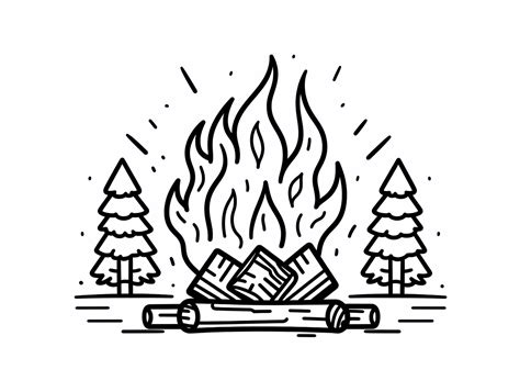 Campfire Drawing To Color - Coloring Page