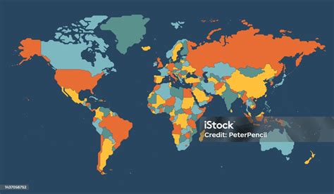 World Map Geometric Abstract Stylized Isolated On Dark Background