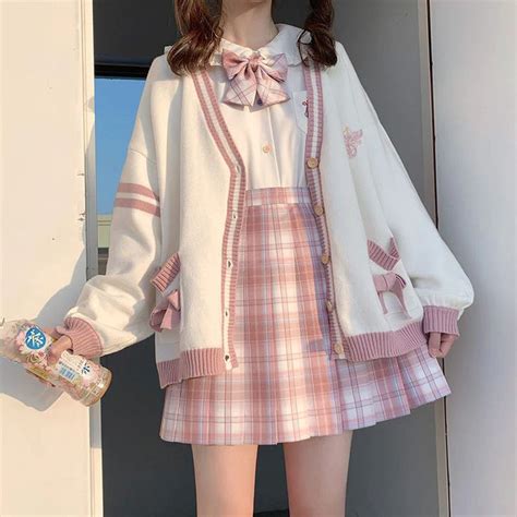 Loose Cute Embroidery Kawaii Cardigan Sweater Moda Kawaii Vestiti