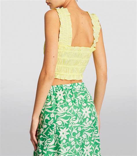 Womens Maje Yellow Smocked Crop Top Harrods Uk