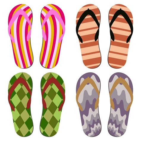 Set Of Beach Slippers Colorful Summer Flip Flops Over White Background 22901000 Vector Art At