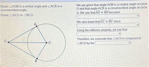 Given Aob Is A Central Angle And Acb Is A We Are Given That Angle