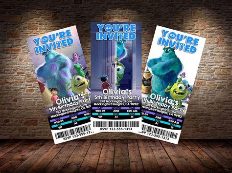 Monsters Inc University Themed Birthday Party Invitation Digital File