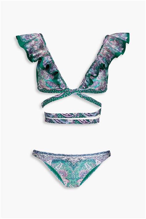 Zimmermann Ruffled Paisley Print Bikini The Outnet