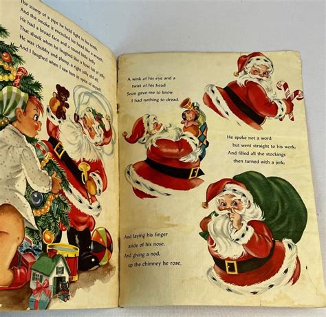 Lot - 1950 Night Before Christmas Linen Book w/ Flocked Suit by Clement ...