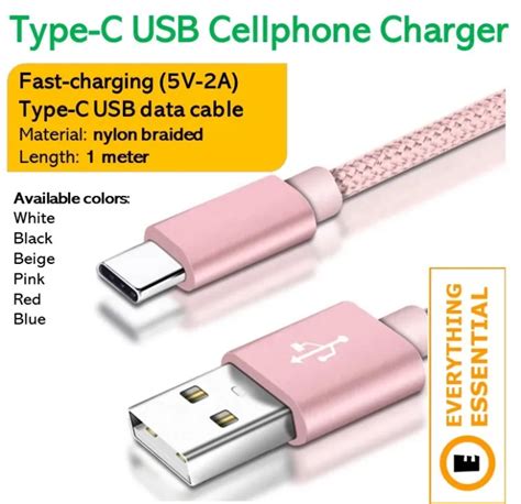 Fast Charging 5v 2a Type C Usb Data Cable Cellphone Charger Sold Per