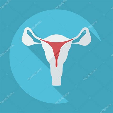 Rancangan Modern Datar Dengan Uterus Ikon Bayangan Vektor Stok Oleh