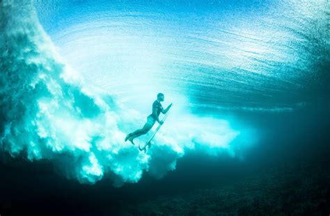 Underwater Surfer At The World Surf League Tahiti Pro Teahupoo 2018 R