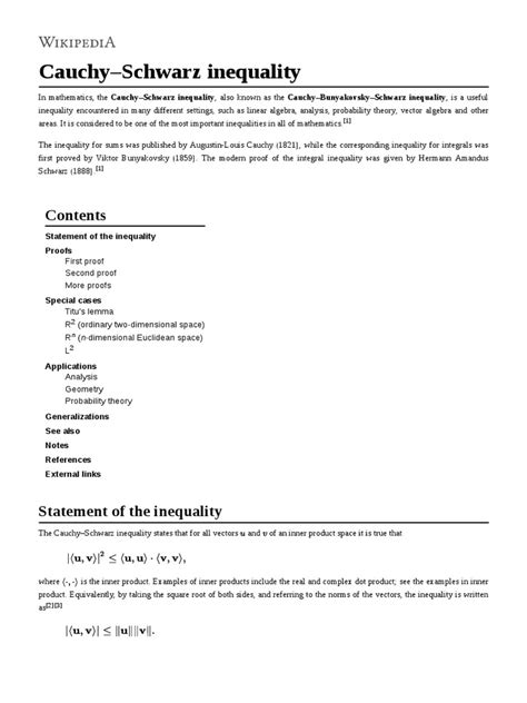 Cauchy-Schwarz Inequality | PDF | Linear Algebra | Mathematical Analysis