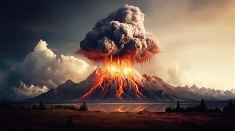 Premium AI Image | The dynamic explosion of a volcano