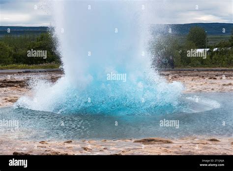 Geological Phenomenon Of Strokkur Geyser Eruption Natural Hot Spring