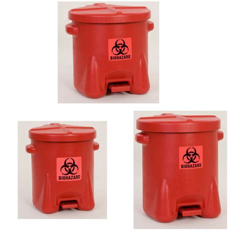 Eagle Biohazardous Waste Safety Cans Red Polyethylene