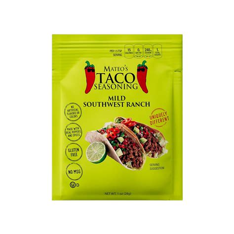 Mateos Mild Southwest Ranch Taco Seasoning Packets 1 Ounce Pack Of 12