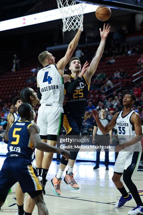 Micah Potter Of The Salt Lake City Stars Goes Up For The Shot Against