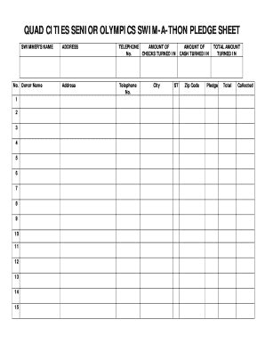 Swim A Thon Pledge Sheet Fill And Sign Printable Template Online