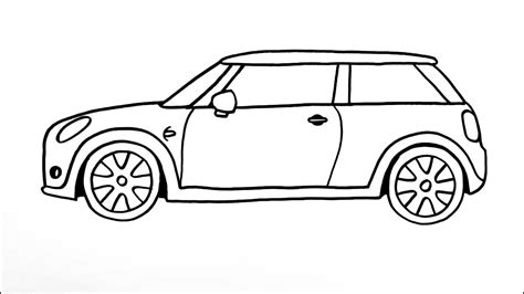 How To Draw Mini Cooper Sports Car Mini Cooper Car Drawing Step By