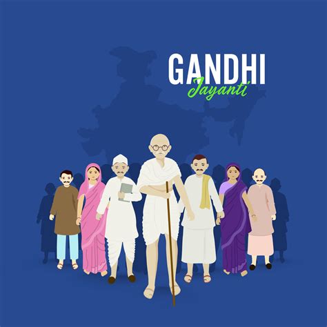 Gandhi Jayanti Celebration Poster Design With Mahatma Gandhi And ...