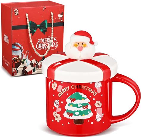 Amazon Suttmin Christmas Mugs With Lid And Spoon Porcelain