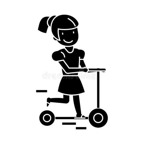 Muchacha En Un Icono De La Vespa Ejemplo Del Vector Muestra En Fondo