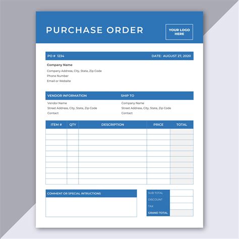 Simple Purchase Order Template Word