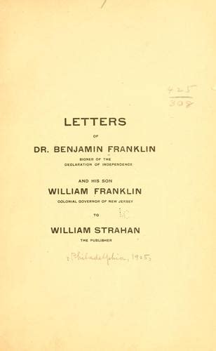 Letters Of Dr Benjamin Franklin Signer Of The Declaration Of