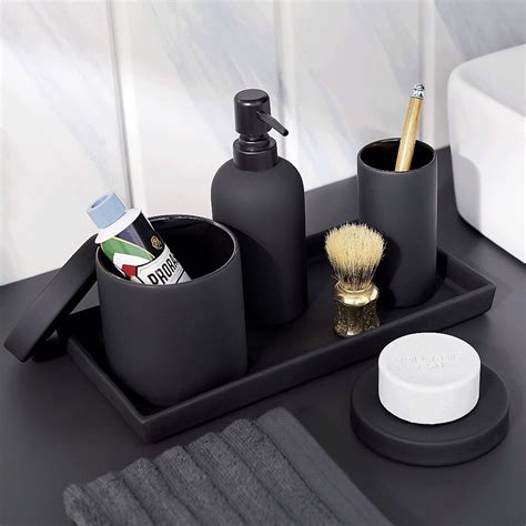 Shop Rubber Coated Black Bath Accessories Tactile Stoneware