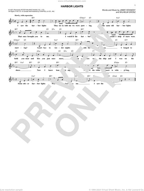 Harbor Lights Sheet Music Fake Book Pdf Interactive