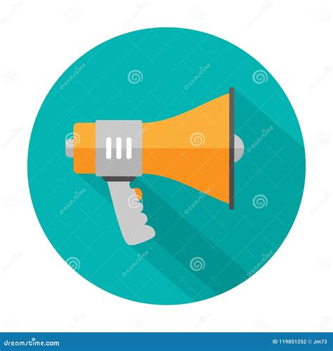 Megaphone Circle Icon In Flat Design With Long Shadows Stock Vector