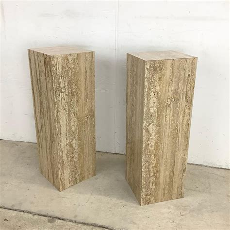 Mid-Century Modern Faux Stone Display Pedestals, Pair For Sale at 1stDibs