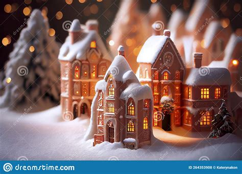 Christmas Village with Snow. Winter Village Landscape. Christmas ...