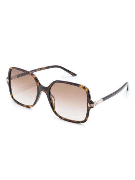 Gucci Eyewear Tortoiseshell Oversize Frame Sunglasses Brown Farfetch