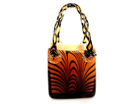 Murano Glass Purse Vases Murano Style Art Glass Tiger Stripe Handbag Purse By Redtoadroad