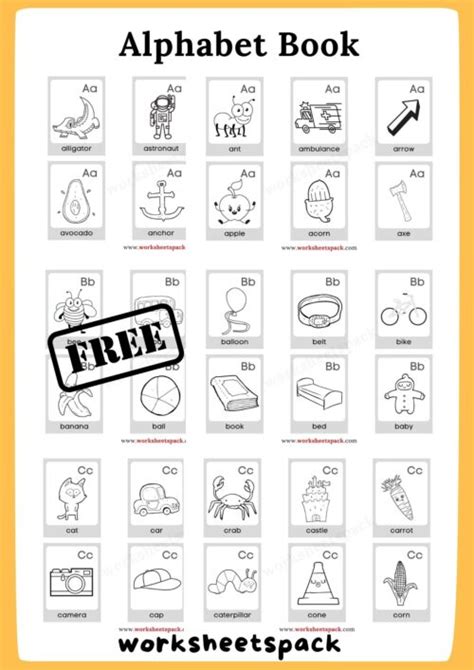 Free Alphabet Book with Pictures - worksheetspack