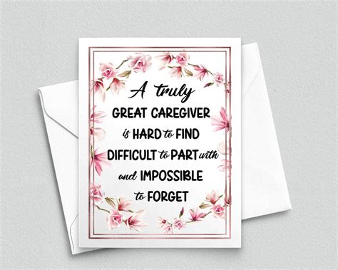 Caregiver Thank You Card T For Caregiver T Card For Etsy