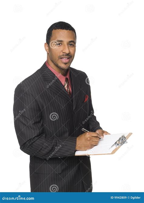 Businessman Writing On Clipboard Stock Image Image Of Survey