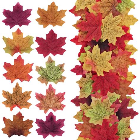 Supla Pcs Colors Assorted Fake Silk Autumn Maple Leaves Bulk